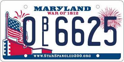 MD license plate 0BL6625