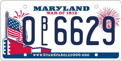 MD license plate 0BL6629