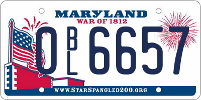 MD license plate 0BL6657