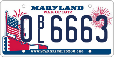 MD license plate 0BL6663