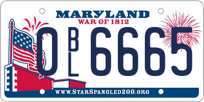 MD license plate 0BL6665