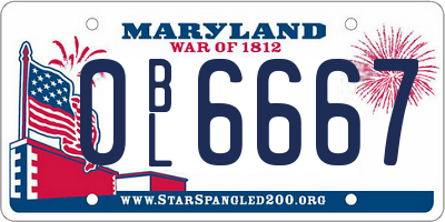 MD license plate 0BL6667