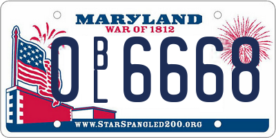 MD license plate 0BL6668