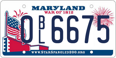 MD license plate 0BL6675