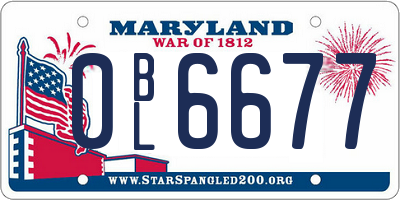 MD license plate 0BL6677