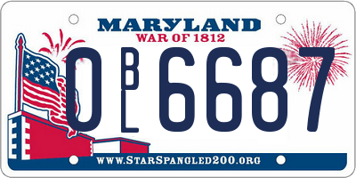MD license plate 0BL6687