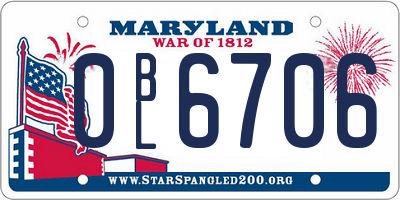 MD license plate 0BL6706