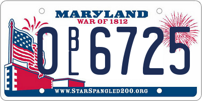 MD license plate 0BL6725