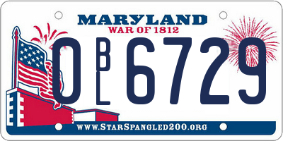 MD license plate 0BL6729