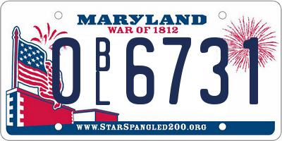 MD license plate 0BL6731