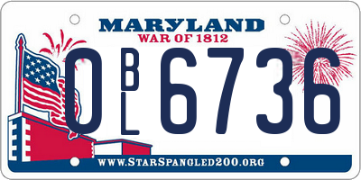 MD license plate 0BL6736