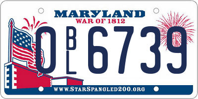 MD license plate 0BL6739