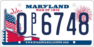 MD license plate 0BL6748