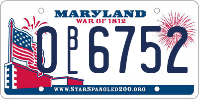 MD license plate 0BL6752