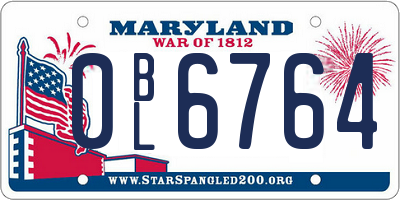 MD license plate 0BL6764