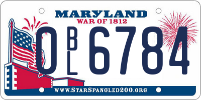 MD license plate 0BL6784