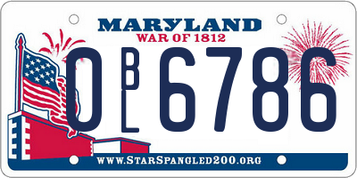 MD license plate 0BL6786