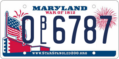 MD license plate 0BL6787