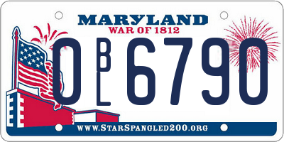 MD license plate 0BL6790
