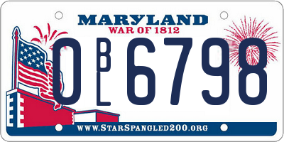 MD license plate 0BL6798