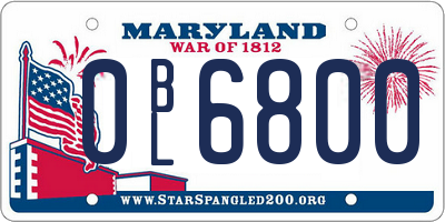 MD license plate 0BL6800