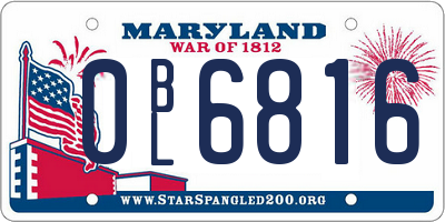 MD license plate 0BL6816