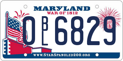 MD license plate 0BL6829