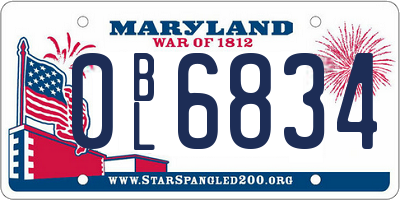 MD license plate 0BL6834