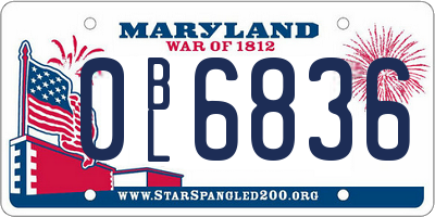 MD license plate 0BL6836