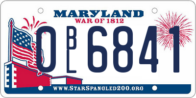 MD license plate 0BL6841