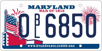 MD license plate 0BL6850