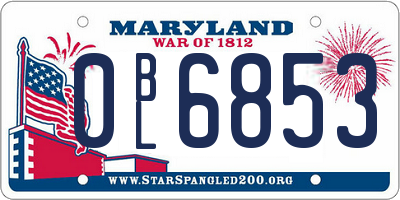 MD license plate 0BL6853