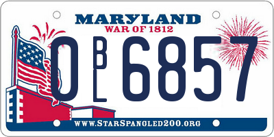 MD license plate 0BL6857