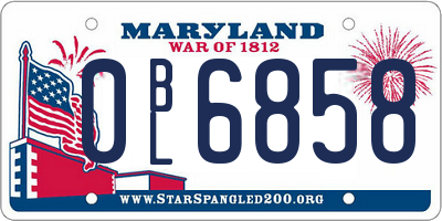 MD license plate 0BL6858