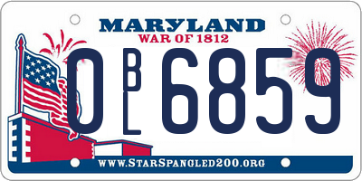 MD license plate 0BL6859