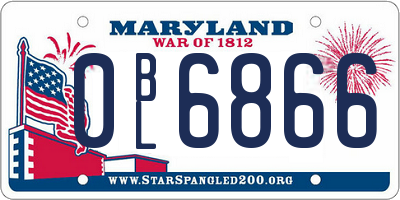 MD license plate 0BL6866