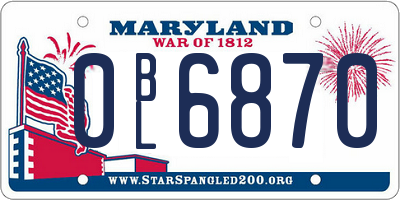 MD license plate 0BL6870