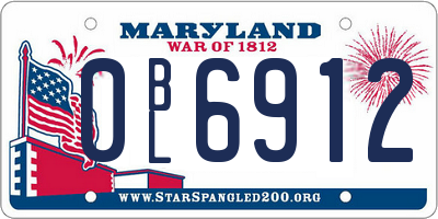 MD license plate 0BL6912