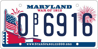 MD license plate 0BL6916