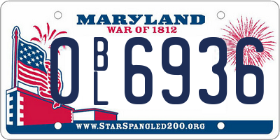 MD license plate 0BL6936