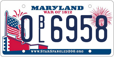 MD license plate 0BL6958