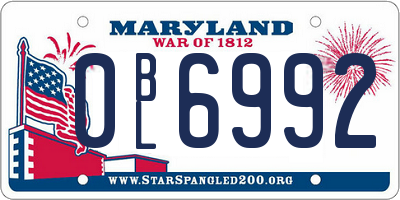 MD license plate 0BL6992
