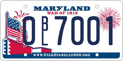 MD license plate 0BL7001