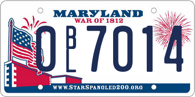 MD license plate 0BL7014