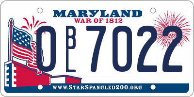 MD license plate 0BL7022