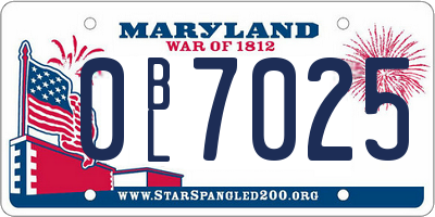 MD license plate 0BL7025