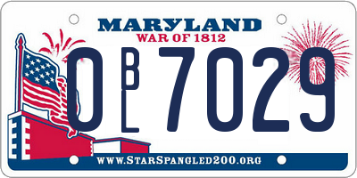 MD license plate 0BL7029