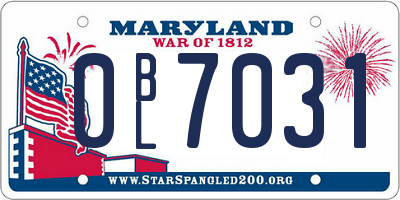 MD license plate 0BL7031