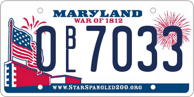 MD license plate 0BL7033