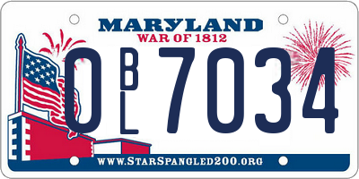 MD license plate 0BL7034